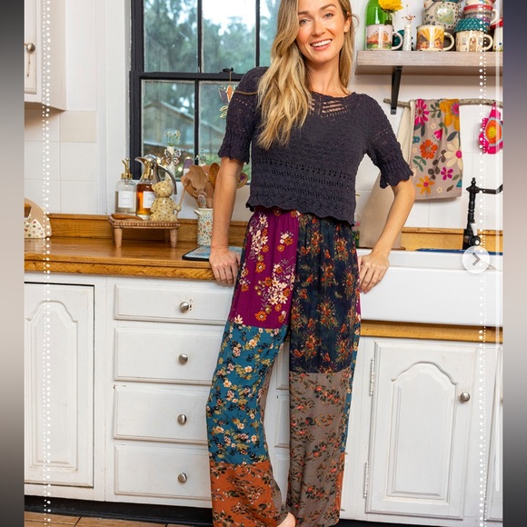 NATURAL LIFE Pants - Natural life floral wide patchwork pants size xl nwt